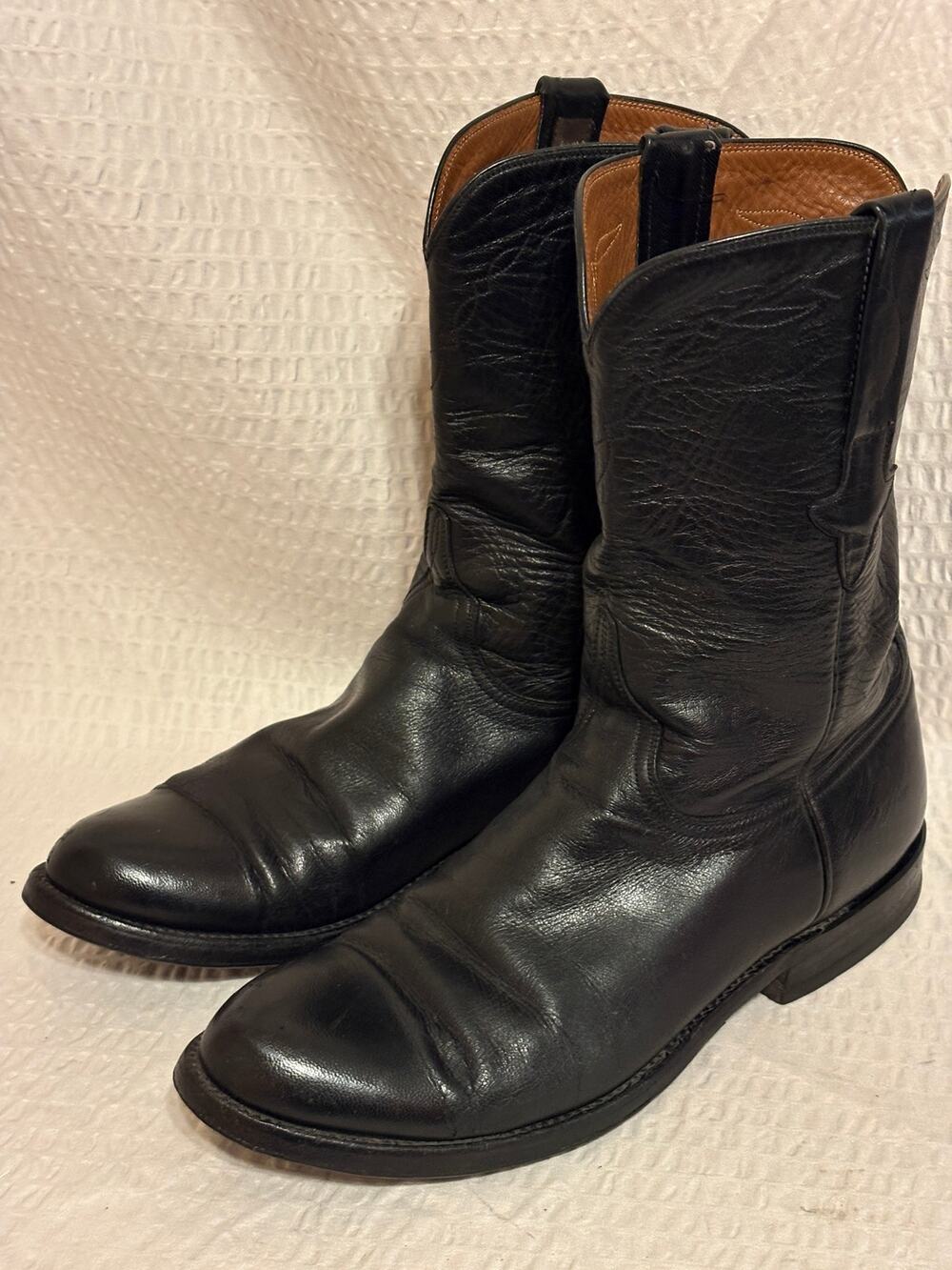 Lucchese Classics L6746  Black Seville Goat Leather Roper Boots Men’s Size 9.5E